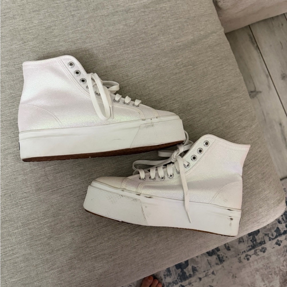 Superga Women's Iridescent White Platform Sneakers - Picture 9 of 13